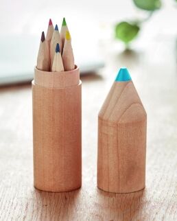 Gedshop 1000 Set 6 matite colorate in confezione di legno neutro o personalizzato