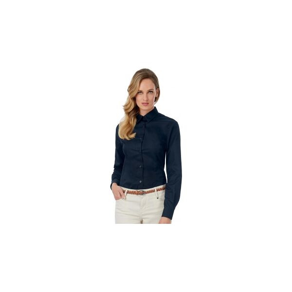 b&c collection 100 camicia donna maniche lunghe sharp twill neutro o personalizzato