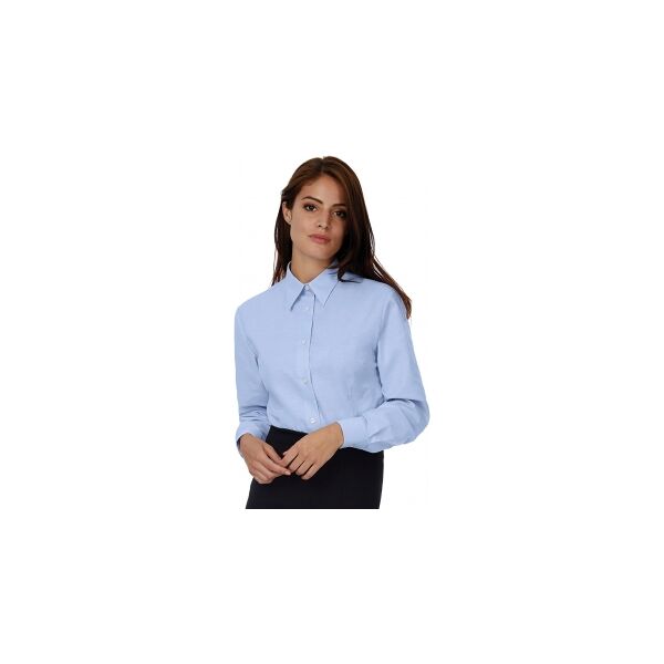 b&c collection 100 camicia donna maniche lunghe oxford neutro o personalizzato