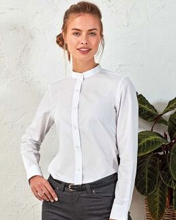 Premier 100 Camicia da donna con colletto alla coreana neutro o personalizzato