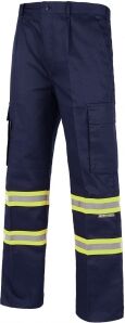 Workteam 100 Pantalone diritto con bande riflettente-fluorescente neutro o personalizzato