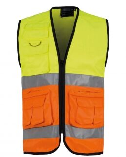 Workteam 100 Gilet certificato alta visibilità con cerniera in nylon neutro o personalizzato