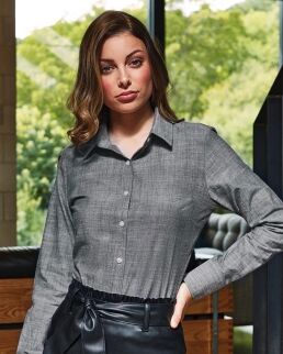 Premier 100 Camicia da donna in chambray cotone fiammato neutro o personalizzato