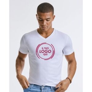 Russell 100 T-shirt uomo scollo a V Pure Organic neutro o personalizzato