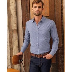 Premier 100 Camicia a maniche lunghe da uomo Microcheck (Gingham) neutro o personalizzato