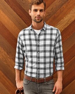 Premier 100 Camicia a maniche lunghe da uomo Ginmill Check neutro o personalizzato