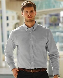 Fruit of the Loom 100 Camicia uomo Oxford maniche lunghe neutro o personalizzato