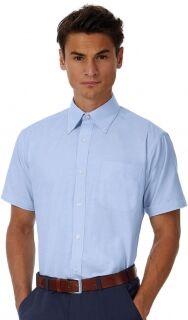 B&amp;C Collection 100 Camicia uomo maniche corte Oxford neutro o personalizzato