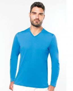 Kariban 100 T-shirt uomo manica lunga scollo a V neutro o personalizzato