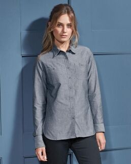 Premier 100 Women's Organic Chambray Fairtrade Shirt neutro o personalizzato