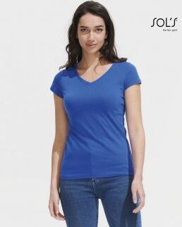 Sol's 100 T-shirt donna scollo a V Moon neutro o personalizzato