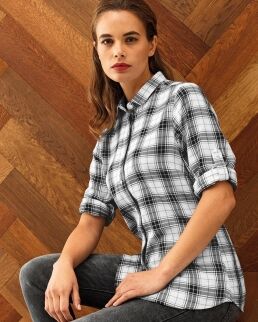 Premier 100 Camicia a maniche lunghe da Donna Ginmill Check neutro o personalizzato