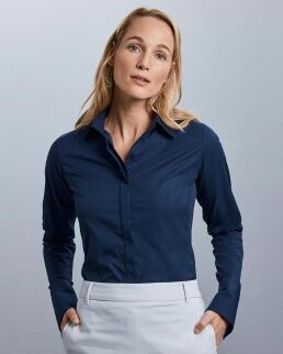 Russell 100 Camicia donna Ultimate Stretch maniche lunghe neutro o personalizzato