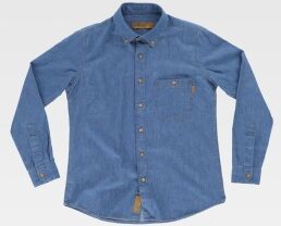 Workteam 100 Camicia donna manica lunga in cotone denim neutro o personalizzato