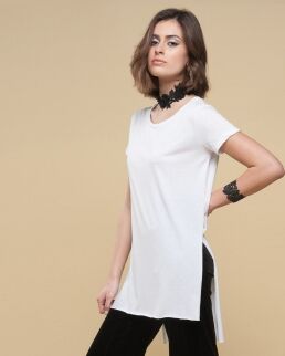 Vesti 100 Maglia modal back longer scollatura tonda neutro o personalizzato