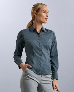 Russell 100 Camicia donna popeline maniche lunghe neutro o personalizzato