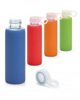 Gedshop 1000 Borraccia in vetro borosilicato con involucro in silicone da 380 ml neutro o personalizzato