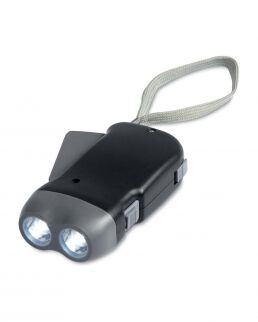 Gedshop 1000 Torcia dinamo in ABS con 2 LED neutro o personalizzato