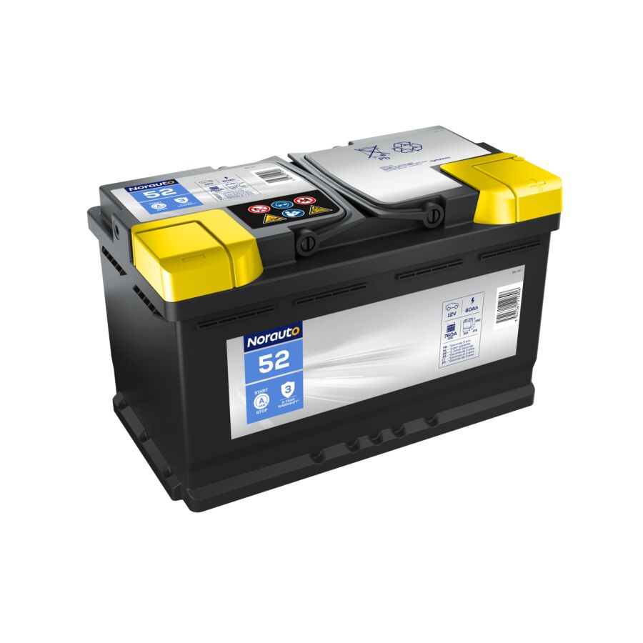 batteria auto norauto agm start&stop 80ah 760a