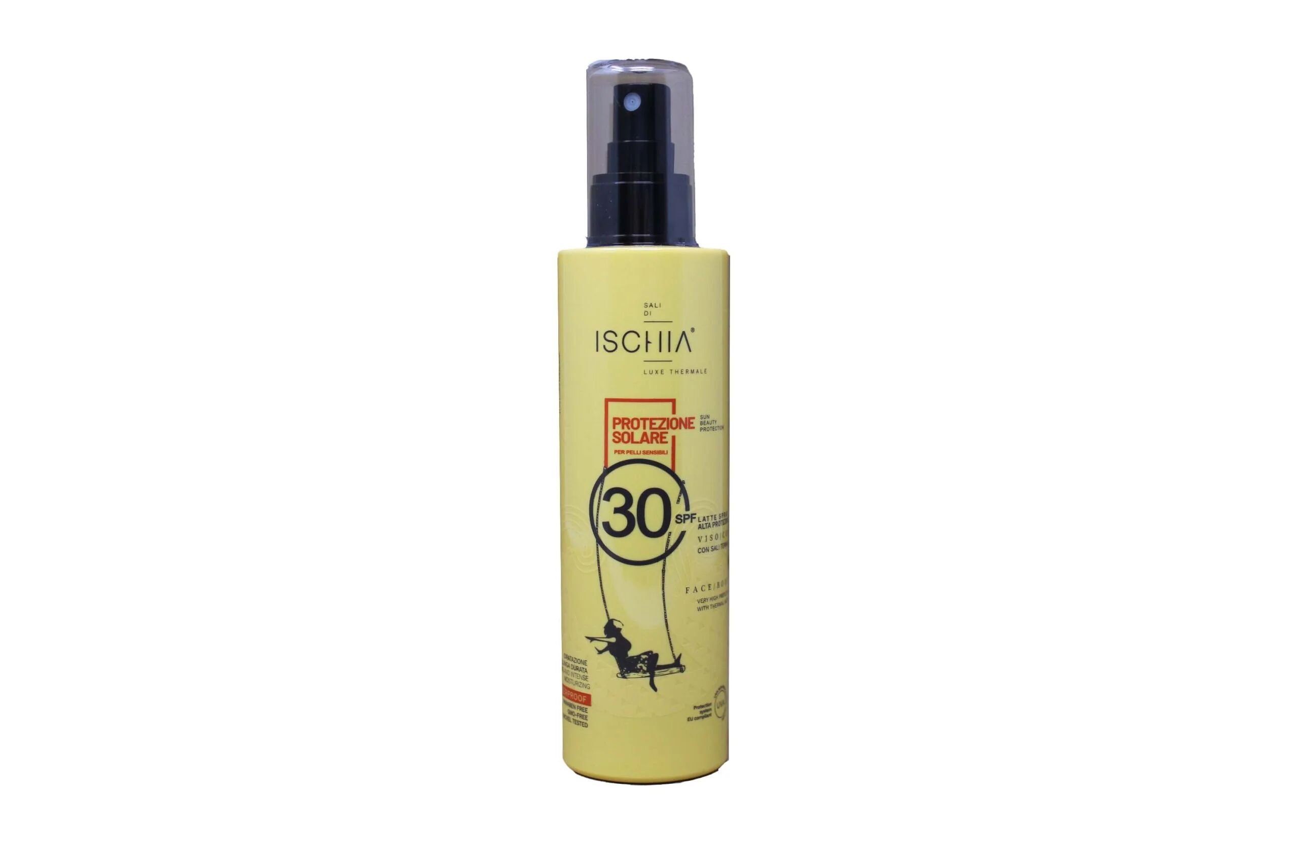 ischia eau thermale protezione solare viso e corpo latte spray per pelli sensibili 30 spf 200 ml