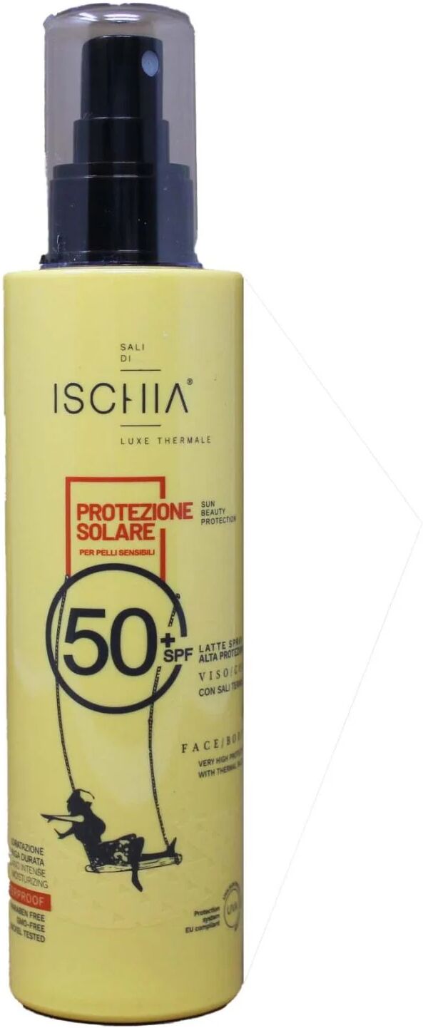 ischia eau thermale protezione solare viso e corpo latte spray per pelli sensibili 50+spf 200 ml