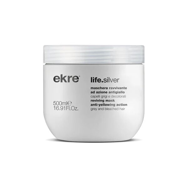 ekre life silver maschera antigiallo per capelli grigi e decolorati 500 ml