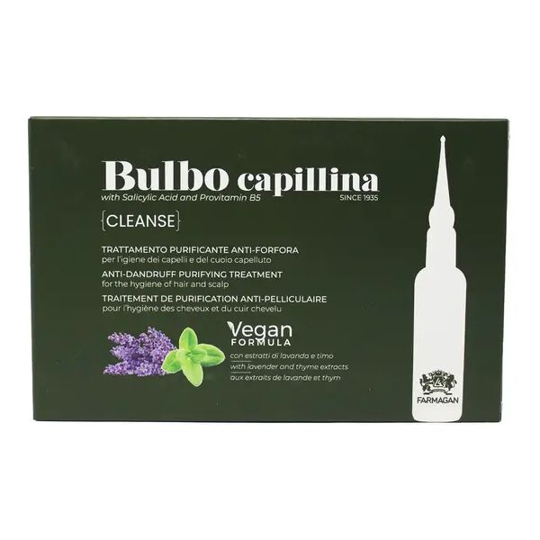 farmagan bulbo capillina formula vegan cleanse trattamento purificante anti forfora per capelli e cuoio capelluto 10 fiale da 7,5 ml