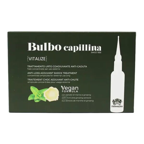 farmagan bulbo capillina formula vegan vitalize trattamento urto coadiuvante anti caduta per capelli 10 fiale da 7,5 ml