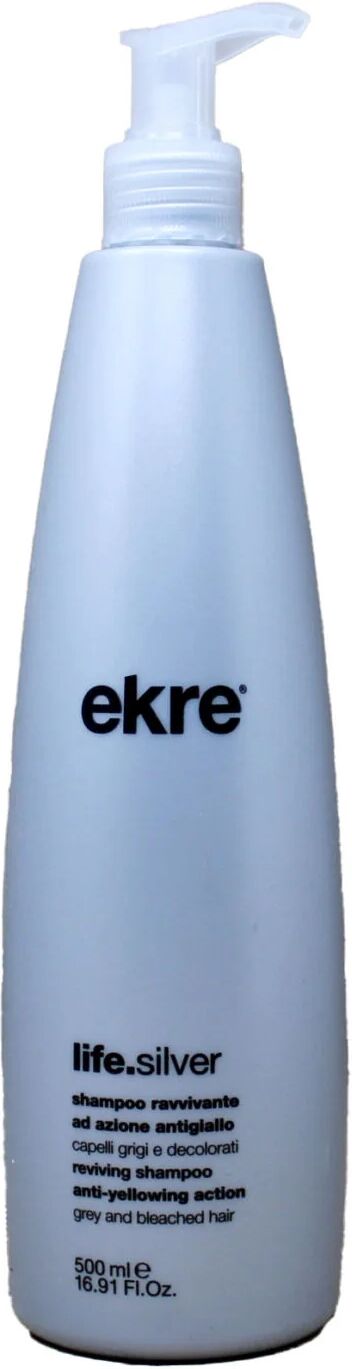 ekre life silver shampoo ravvivante ad azione antigiallo per capelli grigi e decolorati 500 ml