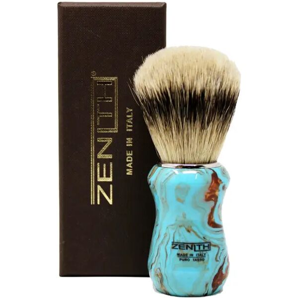 zenith pennello da barba in puro tasso silvertip con ghiera nichel art.502 turchese/nic sb