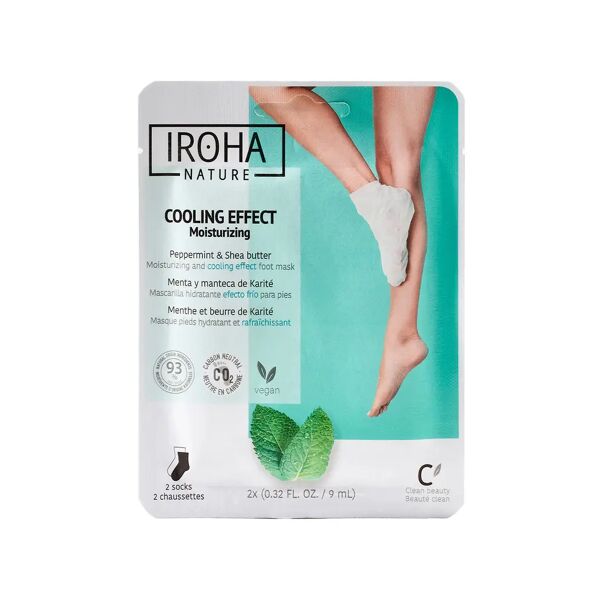 iroha nature calzini maschera idratanti con effetto freddo per piedi stanchi alla menta e burro di karitè 2 pz x 9 ml