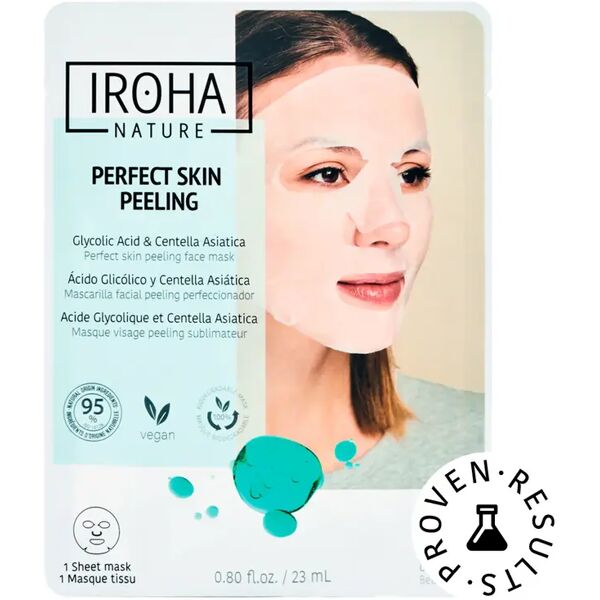 iroha nature maschera viso monouso in tessuto peeling perfezionante con acido glicolico e centella asiatica 1 pz x 23 ml