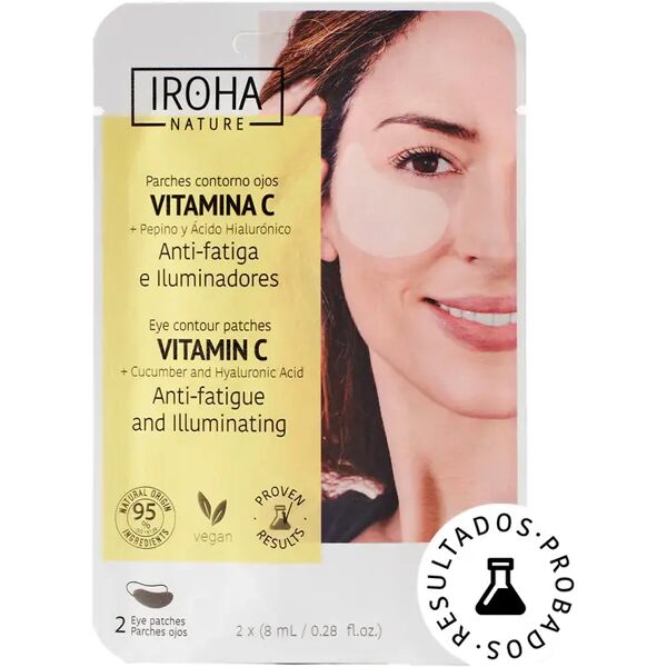 iroha nature patch occhi anti-fatica e illuminanti con vitamina c, cetriolo e acido ialuronico 2 pz x 8 ml