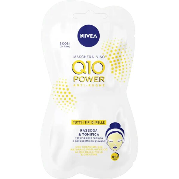 nivea maschera viso q10 power antirughe rassodante per tutti i tipi di pelle 2 dosi da 7,5 ml