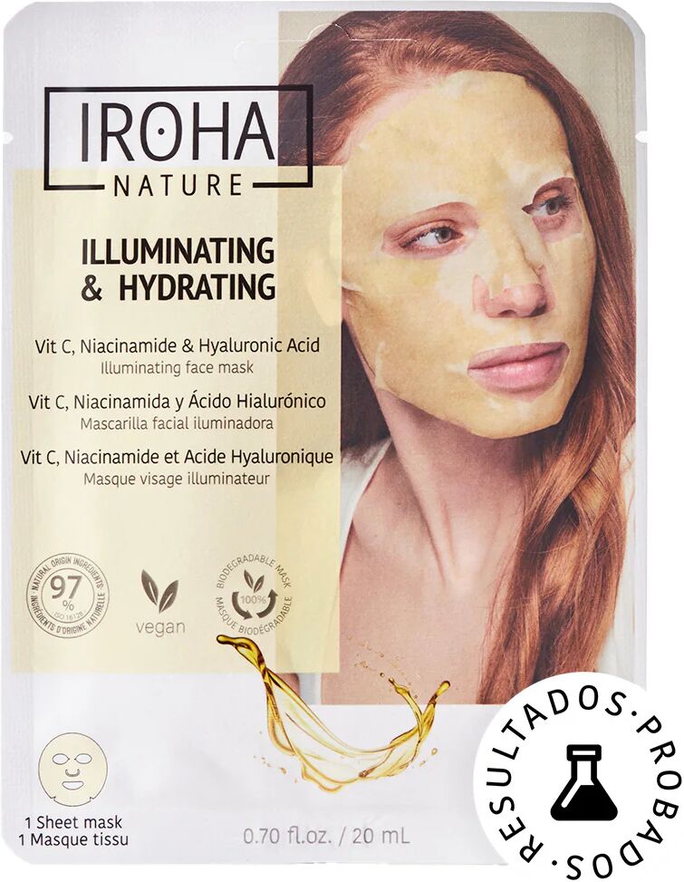 iroha nature maschera viso monouso in tessuto illuminante e idratante con vitamina c, niacinamide e acido ialuronico 1 pz x 20 ml