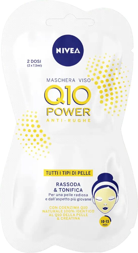 nivea maschera viso q10 power antirughe rassodante per tutti i tipi di pelle 2 dosi da 7,5 ml