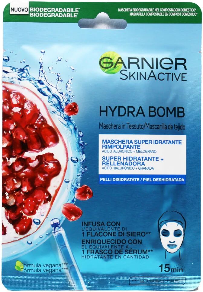 Garnier SkinActive Hydra Bomb Maschera Viso Monouso Super Idratante Rimpolpante Per Pelli Disidratate 28 gr