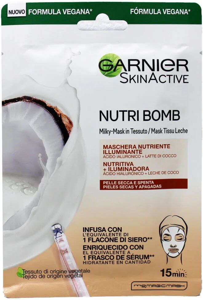 Garnier SkinActive Nutri Bomb Maschera Viso Monouso Nutriente Illuminante Per Pelle Secca E Spenta 28 gr