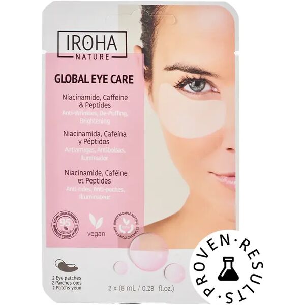 iroha nature patch occhi con niacinamide caffeina e peptidi anti-rughe anti borse e illuminante 2 pz x 8 ml