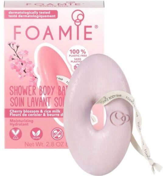 foamie sapone solido idratante per il corpo cherry kiss con fiori di ciliegio e latte di riso 80 gr