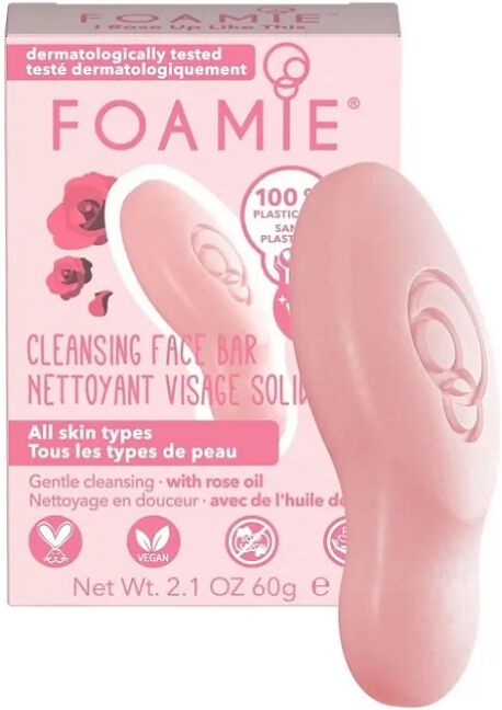 foamie sapone solido per il viso per tutti i tipi di pelle i rose up like this con olio di rosa, niacinamide, burro di karité e jojoba 60 gr