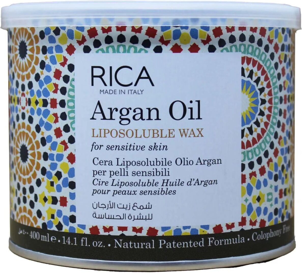 rica cera depilatoria liposolubile con olio di argan per pelli sensibili 400 ml