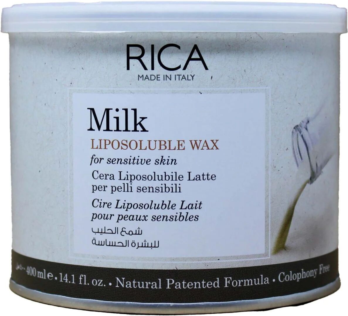 rica cera depilatoria liposolubile latte per pelli sensibili 400 ml