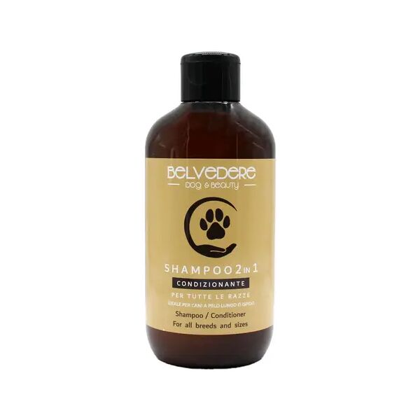 belvedere dog & beauty shampoo 2 in 1 condizionante per animali domestici con pelo lungo o ispido 250 ml