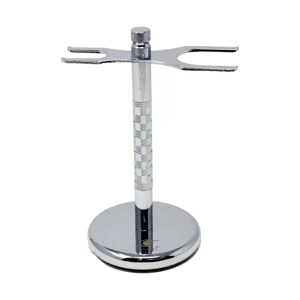 pearl shaving sst-11 stand porta rasoio di sicurezza e pennello in metallo cromato zigrinato