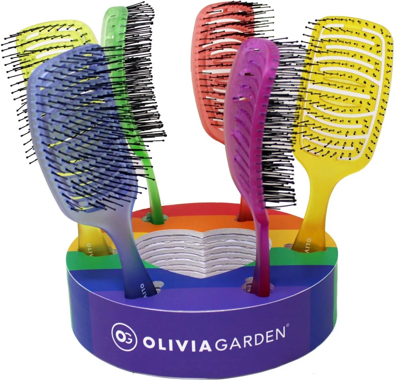 Olivia Garden I Detangle Spazzola Districante Per Capelli Medi Espositore Pride Edition Da 6 pz