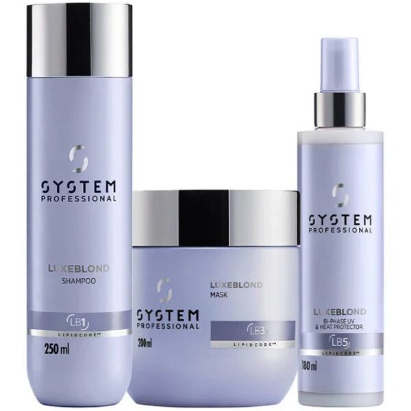 system professional luxeblond kit antigiallo shampoo maschera e protettore