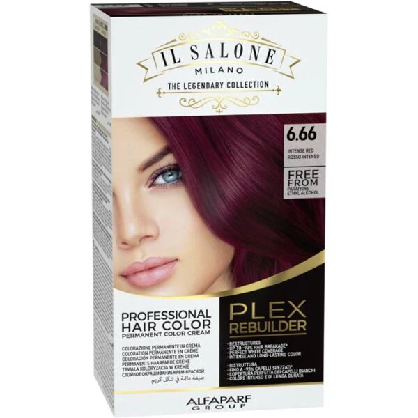 il salone milano plex rebuilder kit colorazione capelli professionale, 6.66 rosso intenso