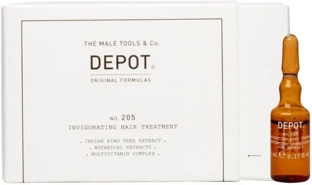 depot no. 205 invigorating hair treatment anticaduta capelli uomo, fiale 10 x 5ml