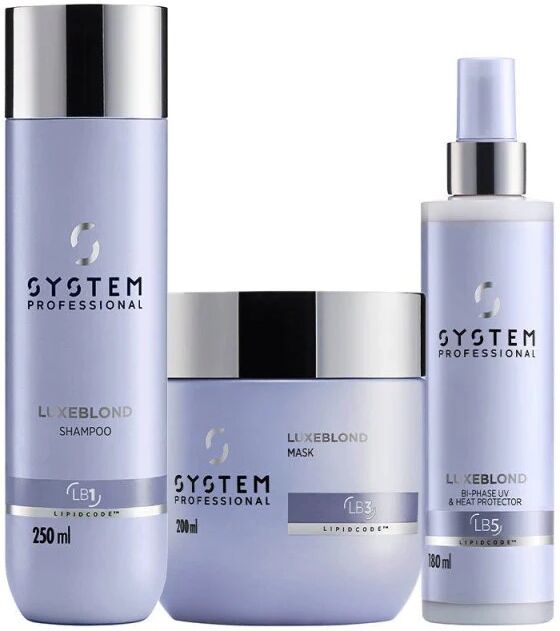 system professional luxeblond kit antigiallo shampoo maschera e protettore